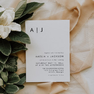 Elegant Simple Monogram Wedding Invitation