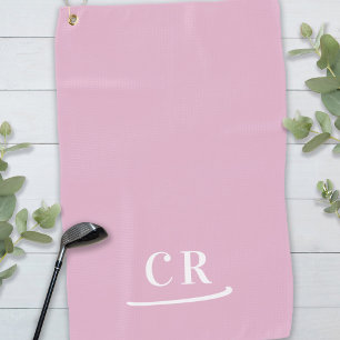 Elegant Simple Monogrammed Modern Modern Pink Golf Towel