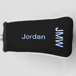 Elegant, Simple Name Monogram Blue, White, Custom Golf Head Cover
