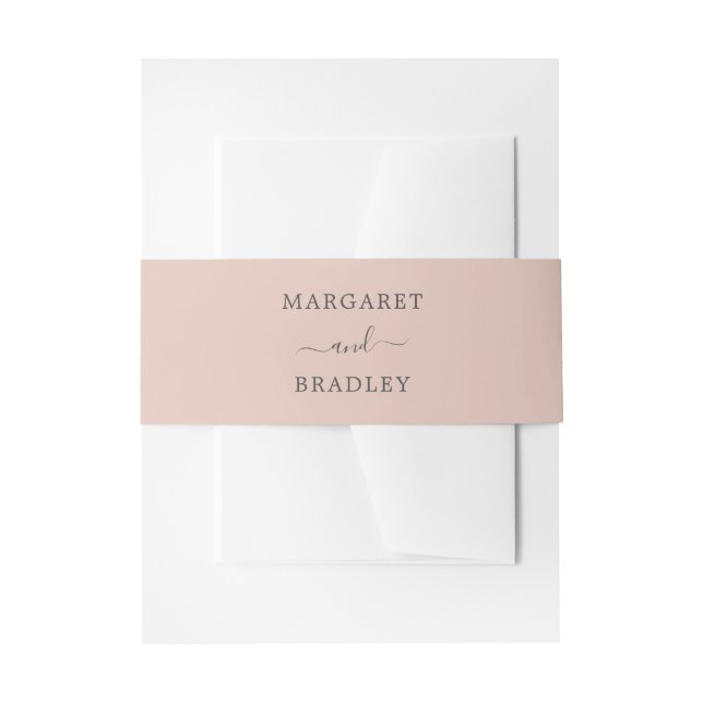 Elegant Simple Names Pink Dusty Rose Wedding Invitation Belly Band (Front Example)