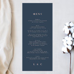 Elegant Simple Navy Blue Dusty Rose Monogram Menu<br><div class="desc">slim menu to match the collection
*if you would like more paper options this design can be transferred to a slim program
*or for more help contact me</div>