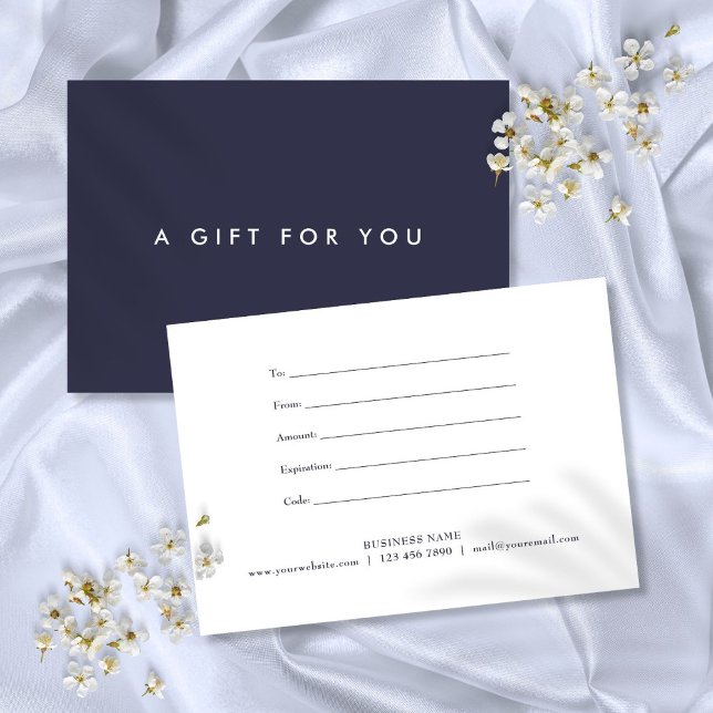 Elegant Simple Navy Blue Gift Certificate (Elegant Simple Navy Blue Gift Certificate)