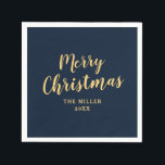 Elegant Simple Navy Blue Merry Christmas  Napkin<br><div class="desc">Contact with me if you need help.</div>