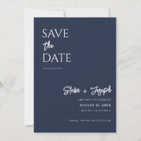 Elegant Simple Navy Blue Modern Chic Photo Wedding