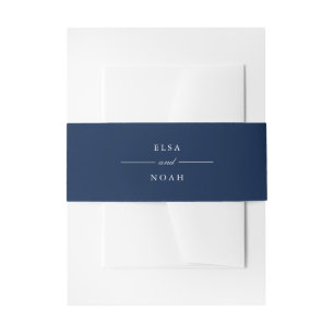 Elegant Simple Navy Blue Monogram Invitation Belly Band