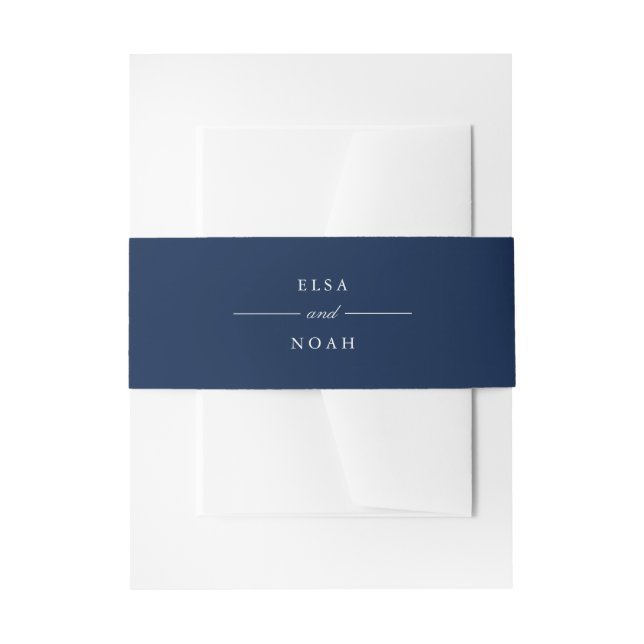 Elegant Simple Navy Blue Monogram  Invitation Belly Band (Front Example)
