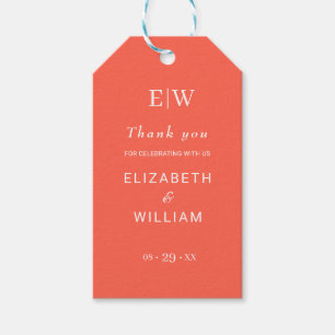 Elegant Simple Neon Flare with Monogram Wedding Gift Tags