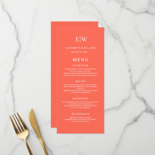 Elegant Simple Neon Flare with Monogram Wedding Menu