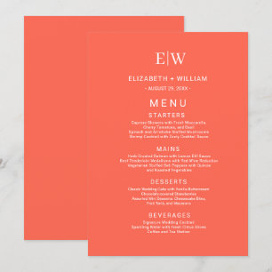 Elegant Simple Neon Flare with Monogram Wedding Menu