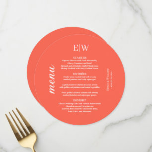Elegant Simple Neon Flare with Monogram Wedding Menu