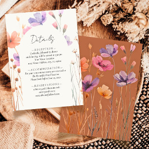 Elegant Simple Neutral Floral Mocha Wedding Detail Enclosure Card