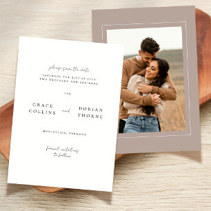 Elegant Simple Neutral Mocha Mousse Photo Wedding Save The Date