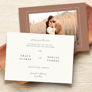 Elegant Simple Neutral Mocha Mousse Wedding Photo Save The Date