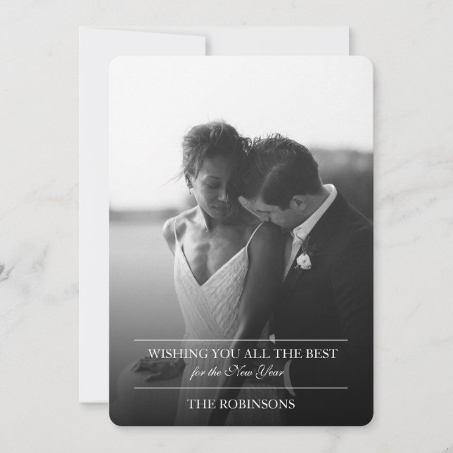 Elegant Simple NEW YEAR Holiday Card with Photo (Front)