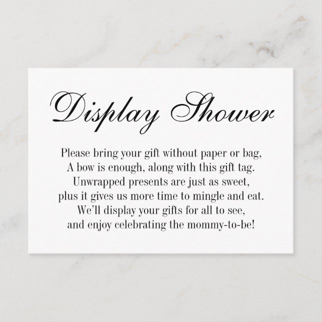 Elegant, Simple No Wrap Baby Shower Gift Card (Front)