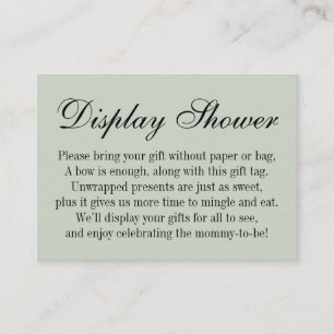 Elegant, Simple No Wrap Baby Shower Sage Green Enclosure Card
