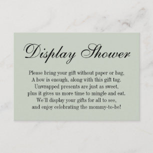 Elegant, Simple No Wrap Baby Shower Sage Green Enclosure Card