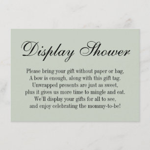 Elegant, Simple No Wrap Baby Shower Sage Green Enclosure Card
