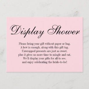 Elegant, Simple No Wrap Bridal Shower, Pink Enclosure Card