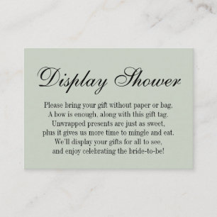 Elegant, Simple No Wrap Bridal Shower, Sage Green Enclosure Card