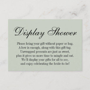 Elegant, Simple No Wrap Bridal Shower, Sage Green Enclosure Card