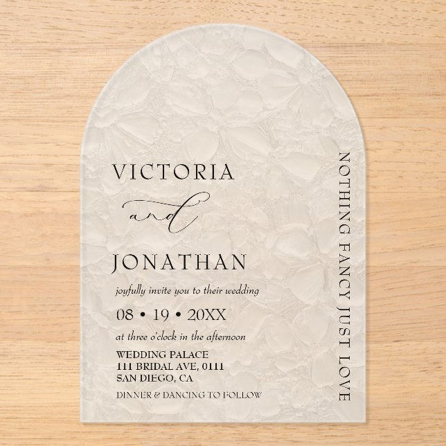 Elegant Simple Nothing Fancy Wedding Acrylic Invitations (Front)