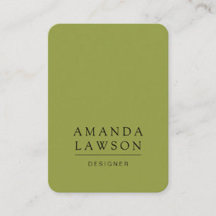 Elegant Simple Olive Green and Beige Business Card