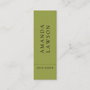 Elegant Simple Olive Green and Beige Mini Business Card