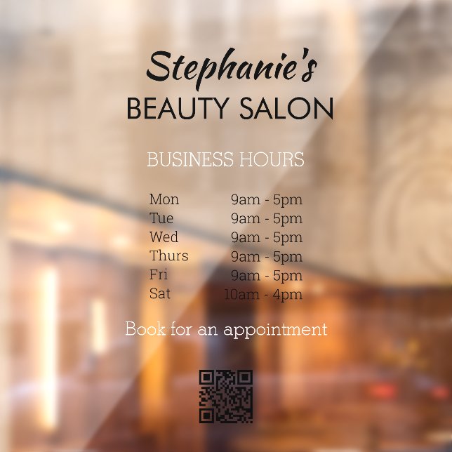 Elegant Simple Opening Hrs Beauty Salon QR Code (Sheet 2)
