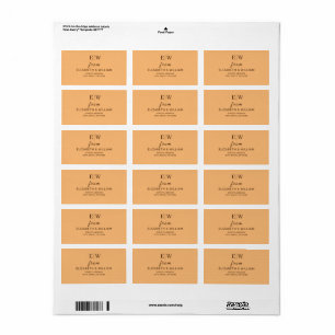 Elegant Simple Peach Monogram Wedding Label