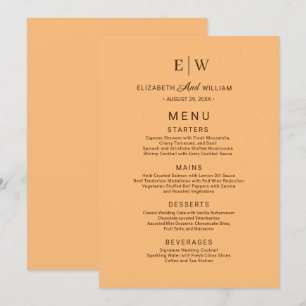 Elegant Simple Peach Monogram Wedding Menu