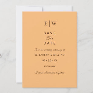 Elegant Simple Peach Monogram Wedding Save The Date