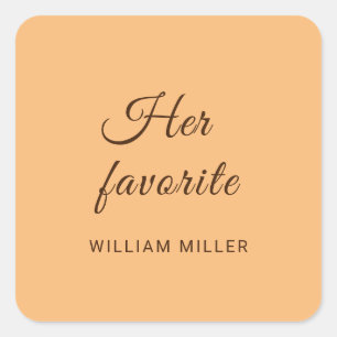Elegant Simple Peach Monogram Wedding Square Sticker