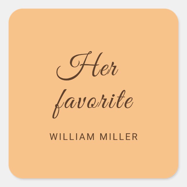 Elegant Simple Peach Monogram Wedding Square Sticker (Front)