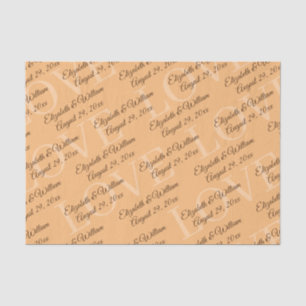 Elegant Simple Peach Monogram Wedding Tissue Paper