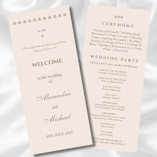Elegant Simple Pearl Christian Wedding Program Programme