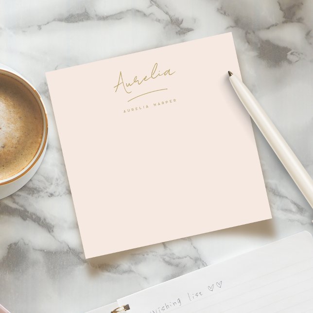 Elegant Simple Personalised Stationery Blush Gold Card (Creator Uploaded)
