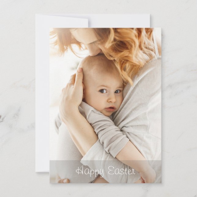 Elegant Simple Personalized Modern Happy Easter Holiday Card (Front)