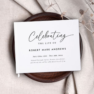 Elegant Simple Photo Celebration of Life Memorial Guest Book