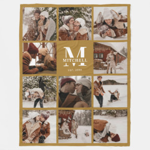 Elegant Simple Photo Collage Fall Tones Keepsake Fleece Blanket