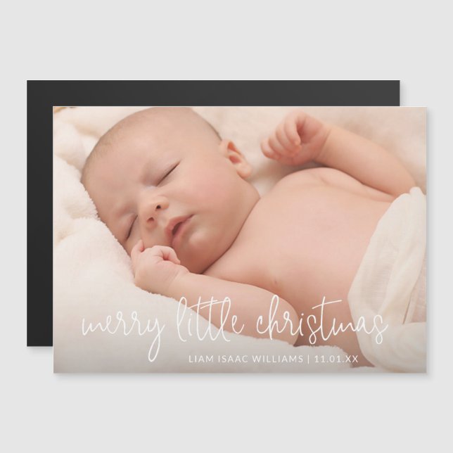 Elegant Simple Photo Holiday Birth Announcement (Front/Back)