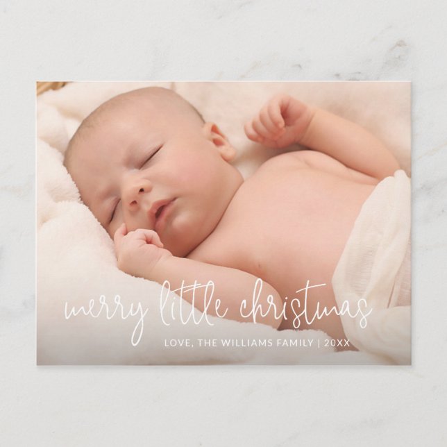 Elegant Simple Photo Holiday Birth Announcement Postcard (Front)