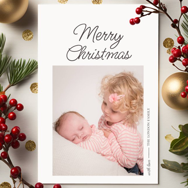 Elegant Simple Photo Merry Christmas Holiday Card (Creator Uploaded)