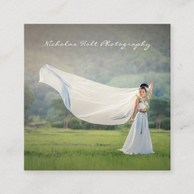 Elegant Simple Photo Photographer Photography Square Business Card (Front)