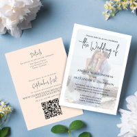 Elegant Simple Photo QR Code RSVP Online Peach