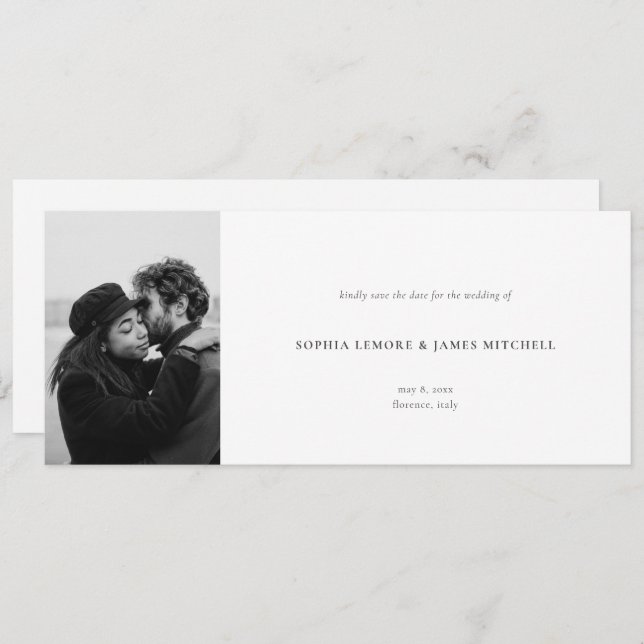 Elegant Simple Photo Wedding Horizontal  Save The Date (Front/Back)