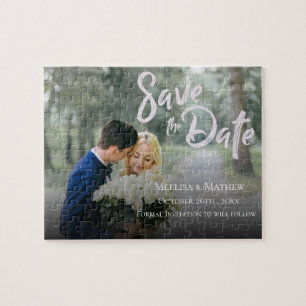 Elegant Simple Photo Wedding Save The Date Jigsaw Puzzle