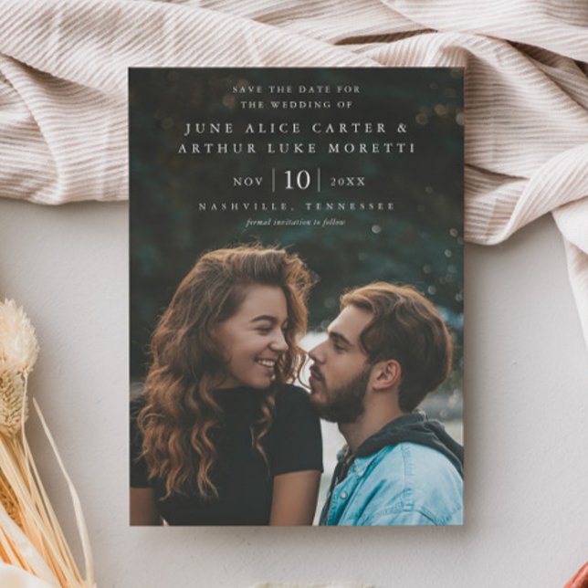 Elegant Simple Photo Wedding Save the Date Magnetic Invitation (Minimal Photo Wedding Save the Date Magnetic Invitations.)