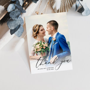 elegant simple photo wedding thank you card