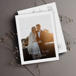 Elegant Simple Photo Wedding Thank You Postcard